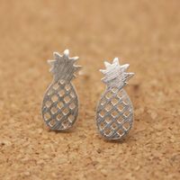 Commerce Extérieur Vente Chaude Creux Brossé Ananas Boucles D'oreilles Alliage Électrolytique Or Argent Rose Trois-couleur Mignon Fruits Oreille Goujons En Gros main image 9