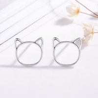 925 Boucles D'oreille En Argent Coréenne Style Chaton Boucles D'oreilles Femelle Doux Découpe Chat Stud Boucles D'oreilles Mignon Blanc Match Tempérament Chat Ornement main image 4