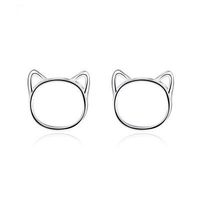 925 Boucles D'oreille En Argent Coréenne Style Chaton Boucles D'oreilles Femelle Doux Découpe Chat Stud Boucles D'oreilles Mignon Blanc Match Tempérament Chat Ornement main image 7