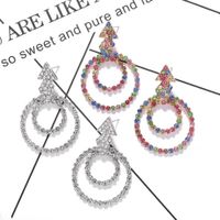 Automne 2019 Européenne Et American Hot Boucles D'oreilles Plein Diamant Géométrique Personnalisé Accrocheur Creux Strass Boucles D'oreilles Oreille Anneaux main image 3