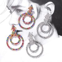 Herbst 2019 Europäische Und Amerikanische Heiße Modelle Earrings Voller Diamanten Geometrische Persönlichkeit Übertriebene Hohle Diamant Ohrringe Ohrringe Und Ohrringe main image 5