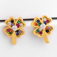 Nuevos Aretes Con Incrustaciones De Flores De Mariposa De Circonita Con Incrustaciones De Cobre Nhas149868 main image 1