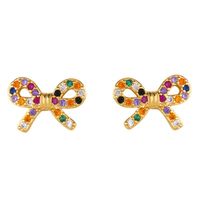 New Copper Inlaid Zircon Color Geometric Bow Stud Earrings Nhas149869 main image 4