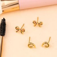 New Copper Inlaid Zircon Color Geometric Bow Stud Earrings Nhas149869 main image 5