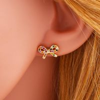 New Copper Inlaid Zircon Color Geometric Bow Stud Earrings Nhas149869 main image 6