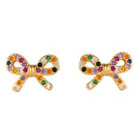 New Copper Inlaid Zircon Color Geometric Bow Stud Earrings Nhas149869 main image 8