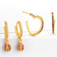 New Copper Inlaid Zircon Heart Shaped Rainbow Hoop Earrings Nhas149870 main image 1
