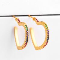 New Copper Inlaid Zircon Heart Shaped Rainbow Hoop Earrings Nhas149870 main image 3