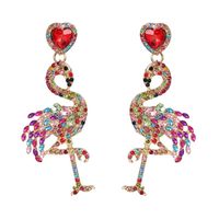 New Colored Rhinestone Flamingo Earrings Nhjj149863 sku image 1