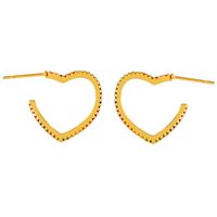 New Copper Inlaid Zircon Heart Shaped Rainbow Hoop Earrings Nhas149870 sku image 2