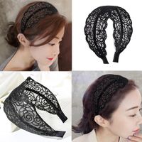 Koreanische Version Des Neuen Rosafarbenen Damen Spitze Spitze Spitzen Stirnband Mit Breiter Kante Hohle Hand Gestrickte Stirnband Haarschmuck Großhandel main image 1