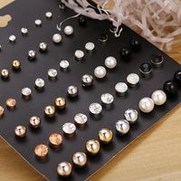 Creative Fashion Size Pearl Crystal Earrings Set 30 Pairs Nhpj149961 main image 4