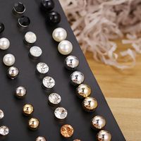 Creative Fashion Size Pearl Crystal Earrings Set 30 Pairs Nhpj149961 main image 5