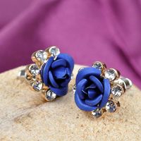 European And American Artificial Gemstone Rose Crystal Flower Earrings Nhdp150083 main image 3