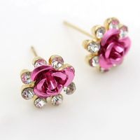 European And American Artificial Gemstone Rose Crystal Flower Earrings Nhdp150083 main image 4