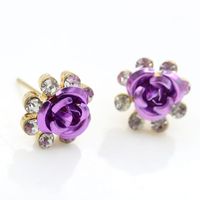 European And American Artificial Gemstone Rose Crystal Flower Earrings Nhdp150083 main image 5