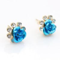 European And American Artificial Gemstone Rose Crystal Flower Earrings Nhdp150083 main image 6