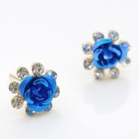 European And American Artificial Gemstone Rose Crystal Flower Earrings Nhdp150083 main image 11