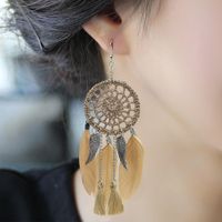 Vintage Ethnic Style Luxury Dream Catcher Feather Earrings Nhdp150102 main image 1