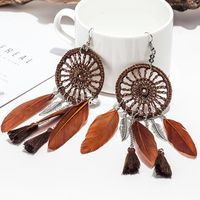 Vintage Ethnic Style Luxury Dream Catcher Feather Earrings Nhdp150102 main image 10