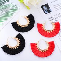 Creative Fan-shaped Ethnic Style Exaggerated Tassel Earrings Nhdp150113 main image 4