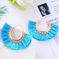 Creative Fan-shaped Ethnic Style Exaggerated Tassel Earrings Nhdp150113 main image 5