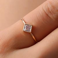 Simple Female Geometric Zircon Square Diamond Ring Nhdp150114 main image 1