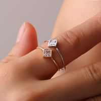 Simple Female Geometric Zircon Square Diamond Ring Nhdp150114 main image 5