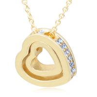Korean Version Of The Double Heart Artificial Gem Double-layer Peach Heart Clavicle Crystal Necklace Nhdp150120 main image 1