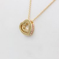 Korean Version Of The Double Heart Artificial Gem Double-layer Peach Heart Clavicle Crystal Necklace Nhdp150120 main image 14