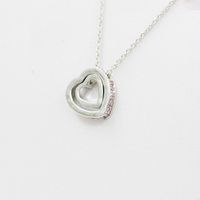 Korean Version Of The Double Heart Artificial Gem Double-layer Peach Heart Clavicle Crystal Necklace Nhdp150120 main image 3