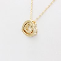 Korean Version Of The Double Heart Artificial Gem Double-layer Peach Heart Clavicle Crystal Necklace Nhdp150120 main image 5