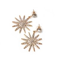 Fashion Alloy Diamond Golden Sun Flower Earrings Nhjj150144 main image 5