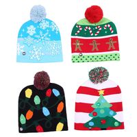 Christmas Knitted Led Lights Christmas Tree Snowman Glowing Hat Nhhb150213 main image 1