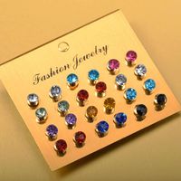 Fashion Small Fresh Color Artificial Gemstone Zircon Small Earrings Nhdp149928 sku image 1