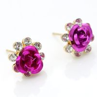 European And American Artificial Gemstone Rose Crystal Flower Earrings Nhdp150083 sku image 1