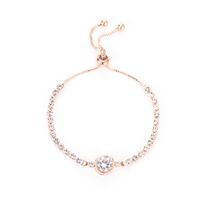 Fashion Rose Gold Love Zircon Artificial Gemstone Bracelet Nhdp150100 sku image 4