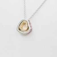 Korean Version Of The Double Heart Artificial Gem Double-layer Peach Heart Clavicle Crystal Necklace Nhdp150120 sku image 4
