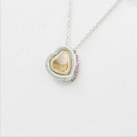 Korean Version Of The Double Heart Artificial Gem Double-layer Peach Heart Clavicle Crystal Necklace Nhdp150120 sku image 3