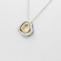 Korean Version Of The Double Heart Artificial Gem Double-layer Peach Heart Clavicle Crystal Necklace Nhdp150120 sku image 2