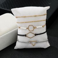Popular Line Woven Alloy Geometric Rice Beads Triangle 5 Anklet Set Nhgy150268 main image 3