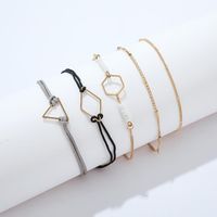 Popular Line Woven Alloy Geometric Rice Beads Triangle 5 Anklet Set Nhgy150268 main image 5