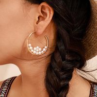 Neuer Schmuck, Europäische Und Amerikanische Beliebte Legierung Größe, Perlen Ohrringe, Geometrische Runde Ohrringe main image 1