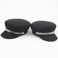 Fashion Rhinestone Flat Top Navy Cap Nhxo150303 main image 4