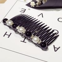 Koreanische Neue Art Haarschmuck Haarkamm Clip Einfache Reihe Clip Perlen Haarkamm Kontrast Farbe Strass Haarkamm Koreanischer Kopfschmuck Karten Kamm main image 4