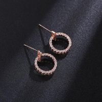 Simple Micro-inlaid Zircon Circle Stud Earrings Nhdp150511 main image 3