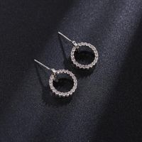 Simple Micro-inlaid Zircon Circle Stud Earrings Nhdp150511 main image 4
