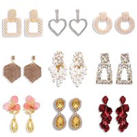Fashion Diamond Pearl Alloy Flower Earrings Nhjq150523 main image 1