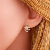New Colored Copper Inlaid Zircon Cartoon Character Boy Girl Stud Earrings Nhas150548 main image 6