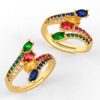 Copper Plated Micro-set Color Zircon Tail Rings Nhas150823 main image 1